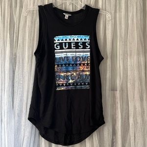⭐️ Guess black sleeveless tee southwestern design says Guess Live Love Dream S
